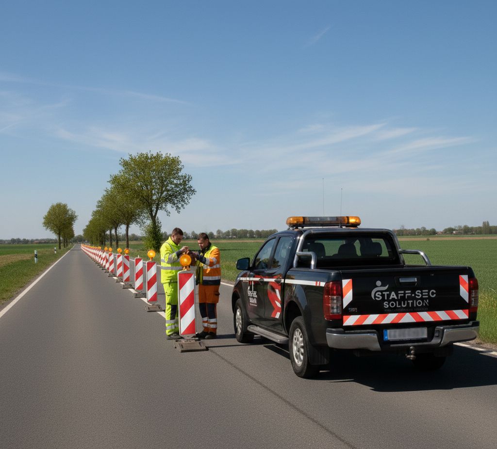 StaffSec Solution Team bei der Kontrollfahrt – Lampenwechsel an Verkehrssicherung